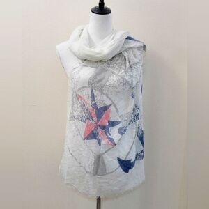Anchor Nautical Marine Scarf Lightweight White for Women's - 69" x 28"